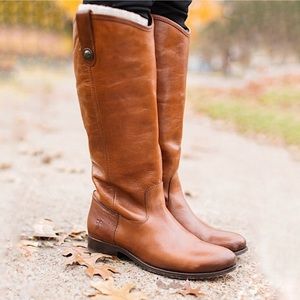 Melissa Button Tall Brown Leather Riding Boot 7.5